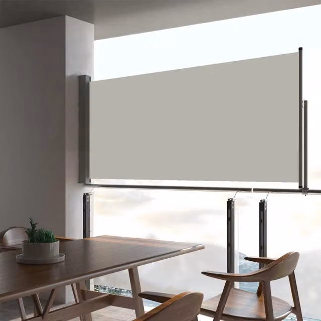 Berkfield Home Patio Retractable Side Awning in Beige with Polyester Fabric and Steel Frame, W/D/H: 300 x 60 x 60 cm