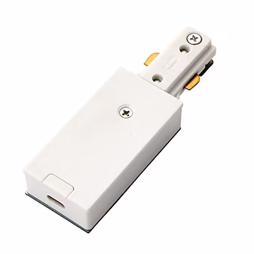Loops White Plastic Commercial Track Light Live End Strip Connector