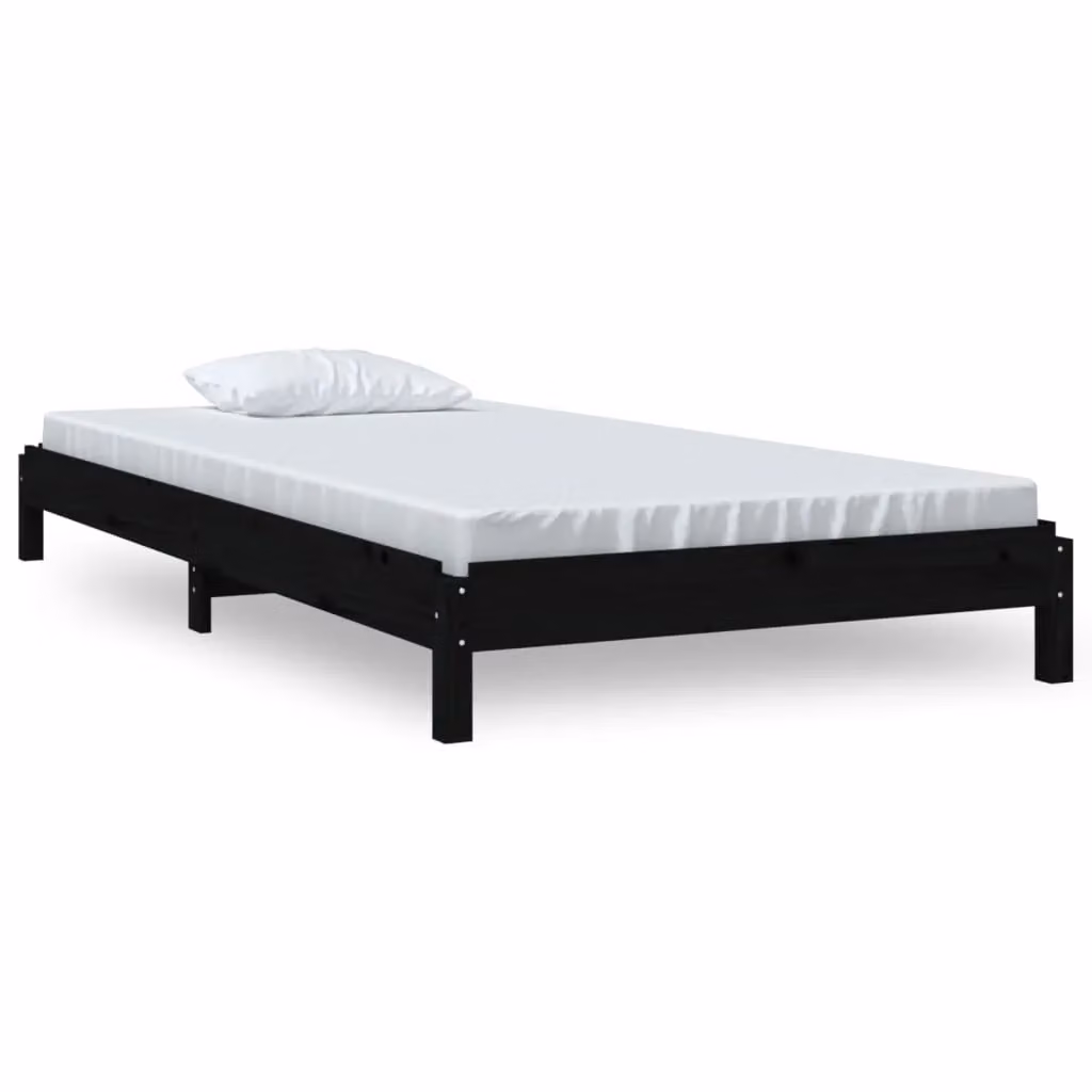 Berkfield Home Stack Bed in Black Solid Pine Wood, W/D/H: 75 x 190 cm – 2