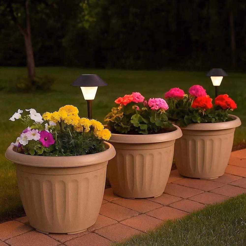 Kelvenix Round Athens Planter Garden Flower Pot, Brown, W/D/H: 30.0 x 22.0 x 30.0 cm – 5