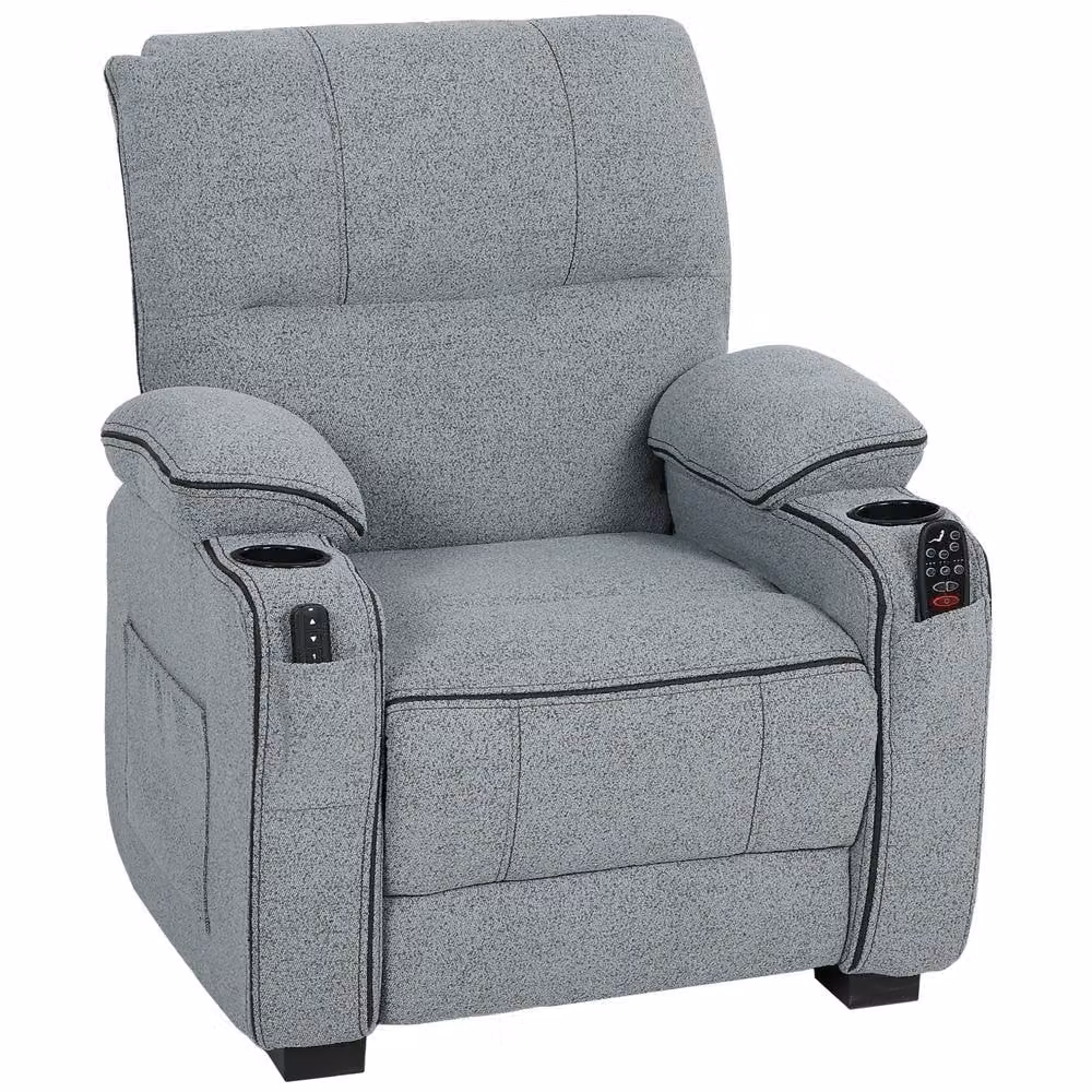 STILVORA Grey Velvet Electric Recliner Armchair with Massage and Heat – 3