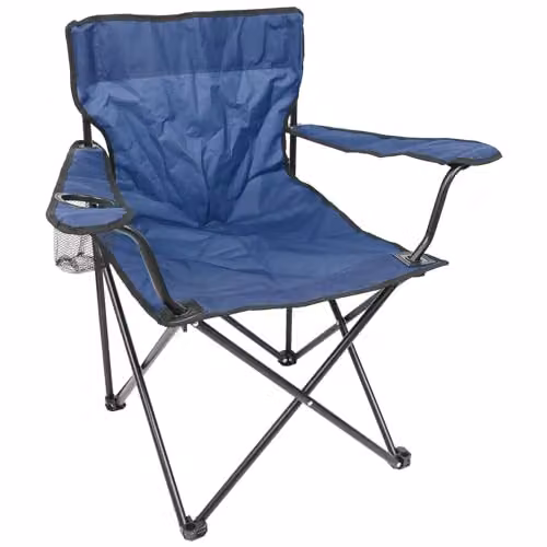Harbour Housewares Folding Canvas Camping Chair with Armrests in Blue and Black – 1