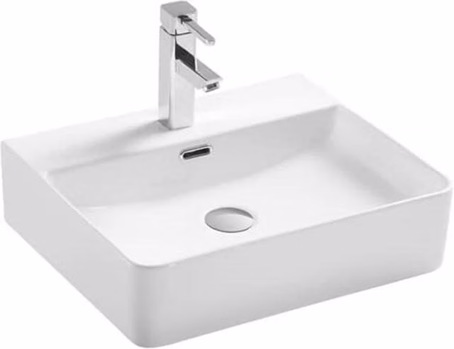 Clifton White Ceramic Rectangular Countertop Basin, Width: 52 cm