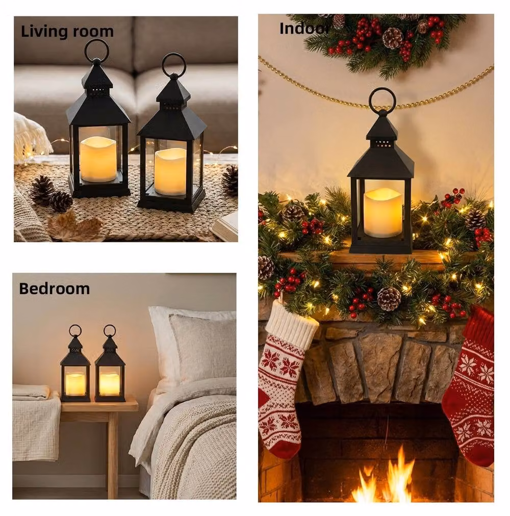 Bright Zeal 2-Pack Black 10.2 inch LED Pillar Candle Lanterns with Warm Flicker Effect and Timer – 8