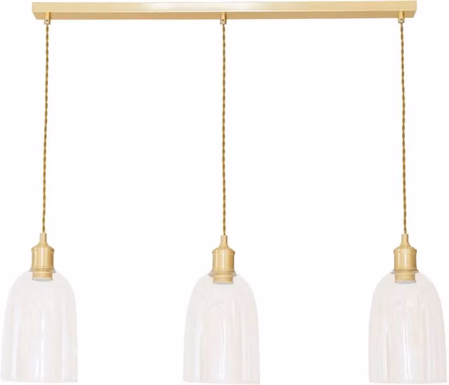 ValueLights Kira 3 Drop Bar Glass Dome Ceiling Pendant Light in Gold/Brass