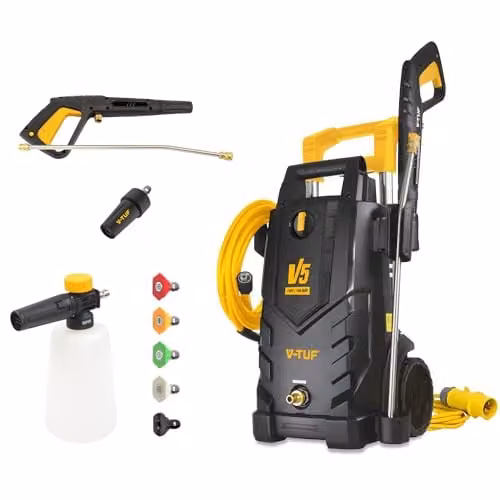 V-TUF V5 Electric Pressure Washer, 110V, 2175 PSI, 150 Bar, 6L/min, Yellow and Black