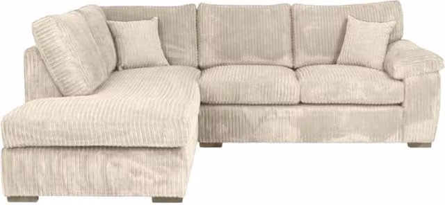 Bliss Furniture Jumbo Cord L Shape 4 Seater Left Hand Corner Sofa in Cream