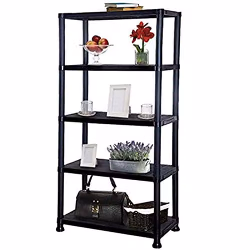 Gr8 Home Black 5 Tier Plastic Shelving Unit, H x W x D: 173.5 x 95 x 30 cm – 1