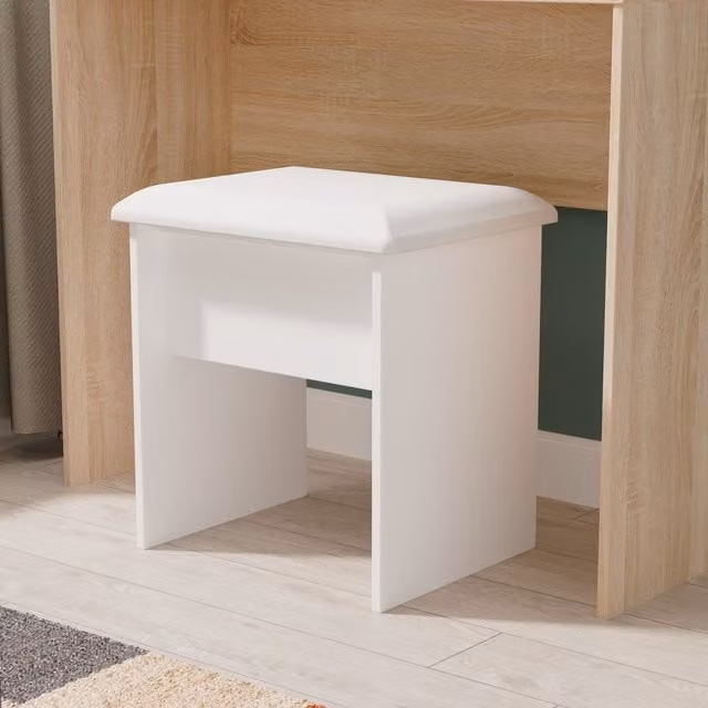 Ready Assembled 2 U Bexley Stool in White with Gold Metal Frame