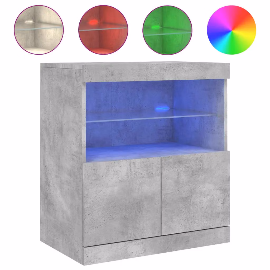 Berkfield Home Modern Sideboard with Integrated LED Lights in Grey, W/D/H: 60 x 37 x 67 cm – 2
