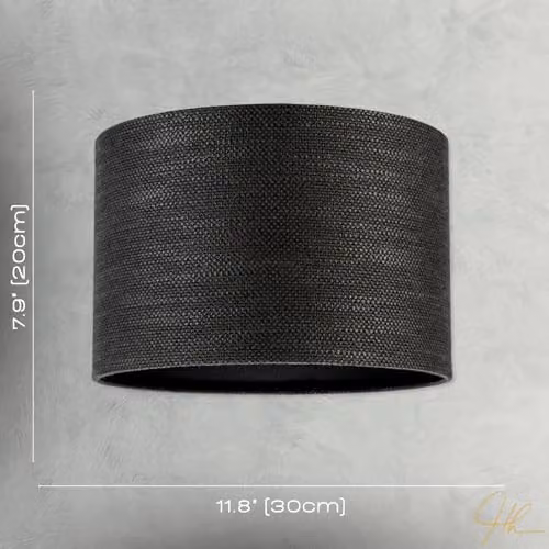 Happy Homewares Modern Round Bobbled and Textured Linen Fabric Lamp Shade in Black, W: 30 cm, H: 20 cm – 6