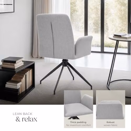 tectake Set of 2 Daya 360 Swivel Dining Chairs in Grey Fabric – 4