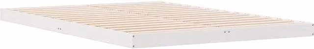 Berkfield Home Solid Wood Pine Floor Bed Frame, White, W: 140 cm, D: 220 cm