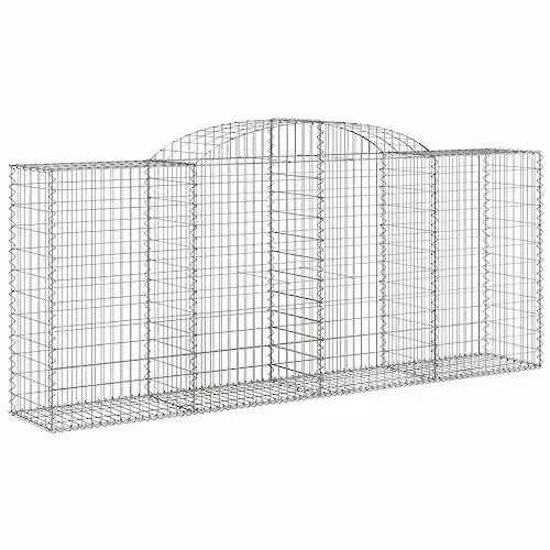 vidaXL Arched Gabion Baskets, 6 Piece Set, Silver Galvanised Steel, W: 300 cm, D: 50 cm, H: 120/140 cm
