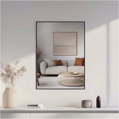 Nielsen Design Alpha Rectangular Wall Mirror in Black, W: 50 cm, H: 70 cm – 1