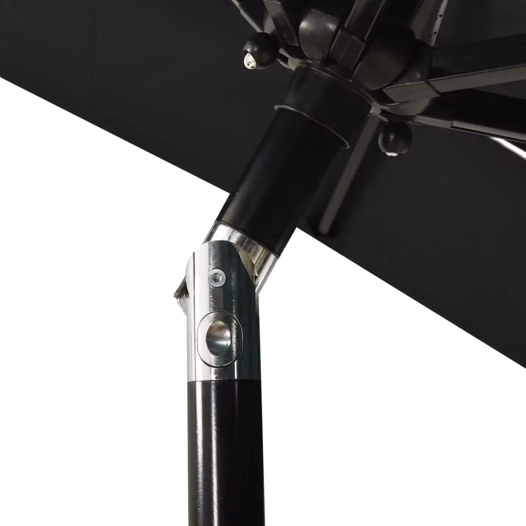Berkfield Home 3-Tier Parasol with Aluminium Pole, Black, W: 200 cm x D: 200 cm – 2