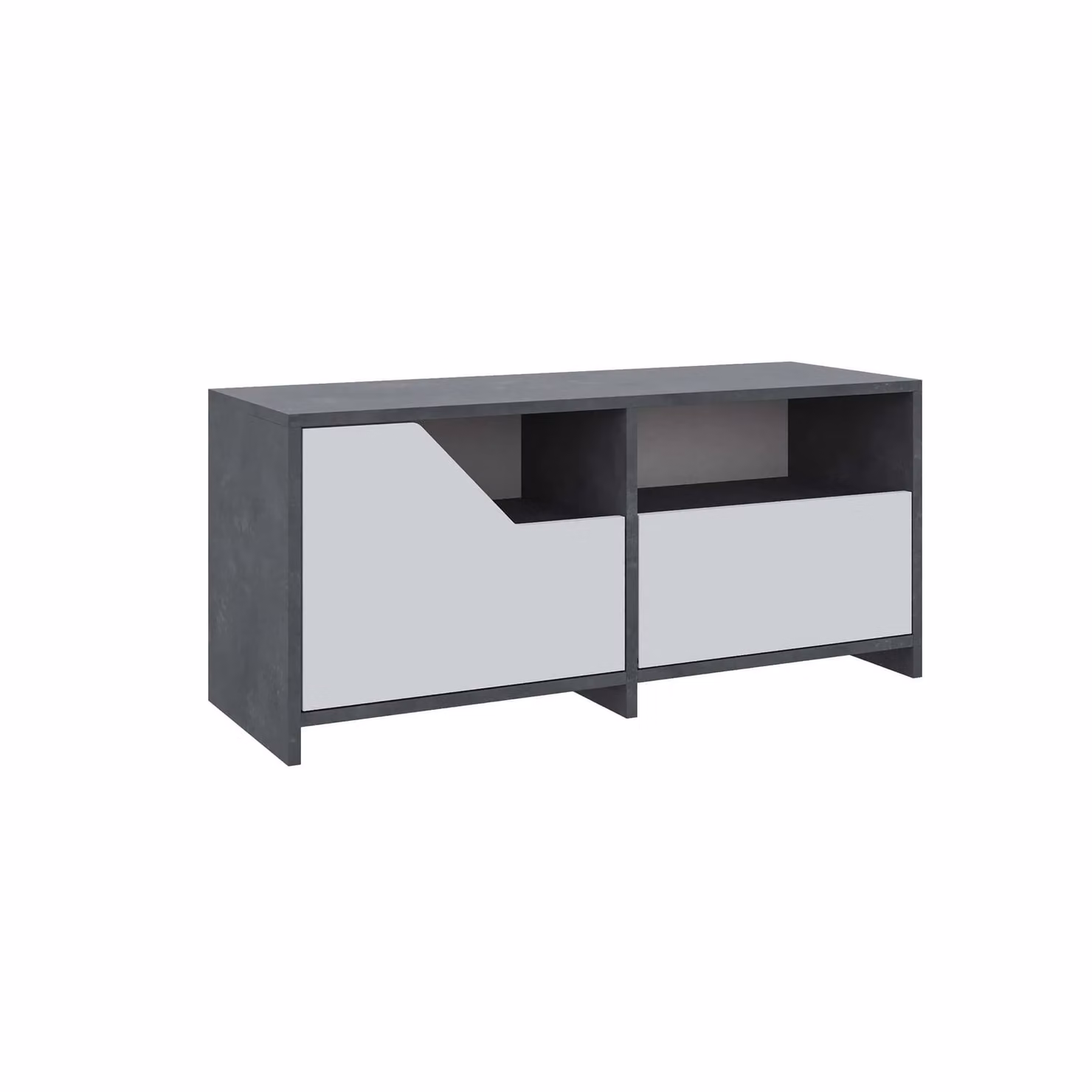 Decortie Nexus Modern 2-Door Shoe Cabinet with Open Shelf in Mid Grey, Width: 105 cm – 2