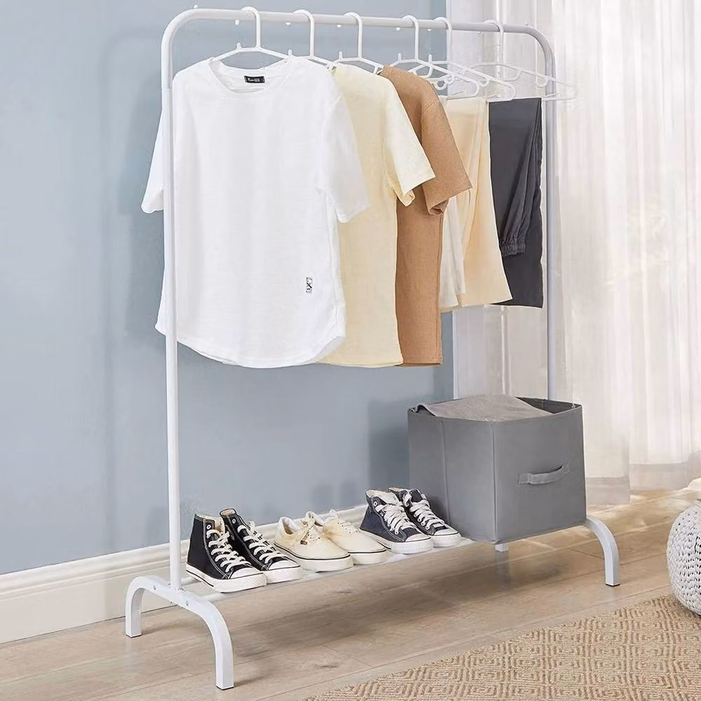 FLAVORA Heavy Duty Metal Clothes Rail Stand in Matt White, W/D/H: 50 x 50 x 140 cm – 2