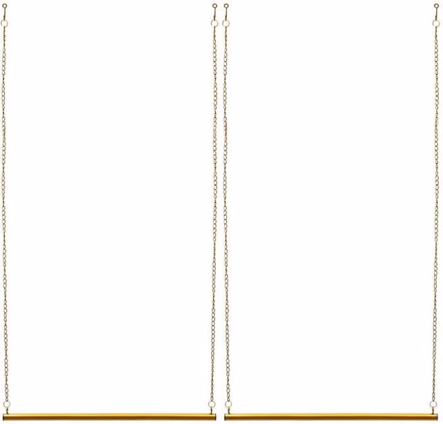 Ventryn 2-Piece Gold Metal Chain Clothes Display Rack with Distributed Point Hooks – 1