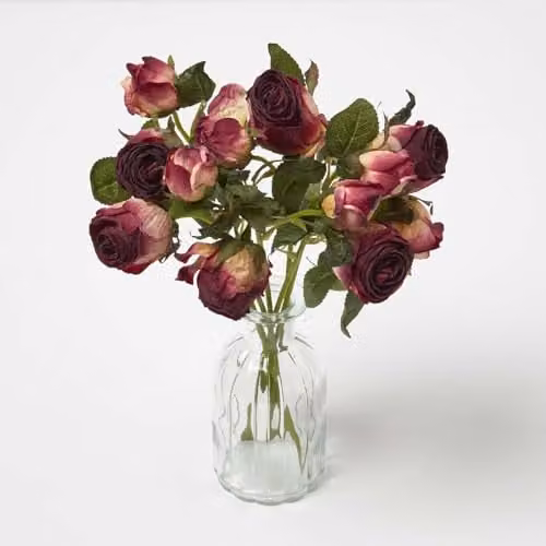 HOMESCAPES Artificial Red Rose Bouquet, 37 cm – 1
