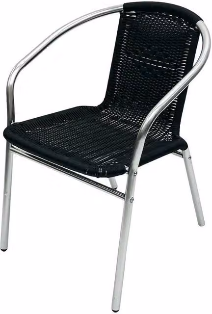 NESTLUNE Black Rattan Garden Chair with Armrests – 1
