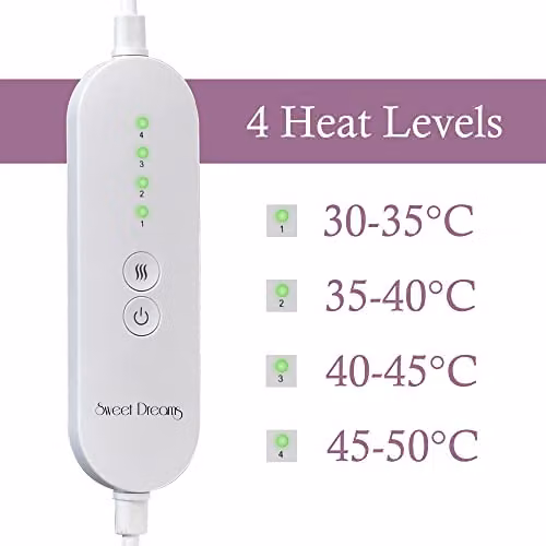Sweet Dreams Electric Full Back Shoulder and Neck Heat Pad in Beige, W 61 cm x H 84 cm