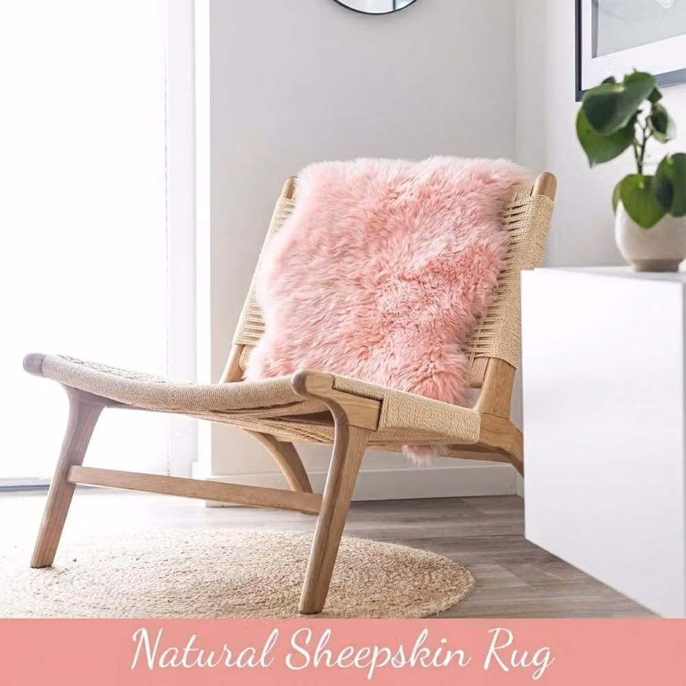Infinity Leather Large Natural Wool Sheepskin Rug, Pink, W: 180 cm, D: 60 cm – 3