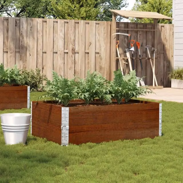 Berkfield Home Garden Brown Wooden Raised Bed Planter with Galvanised Steel W: 120 cm, D: 80 cm – 1