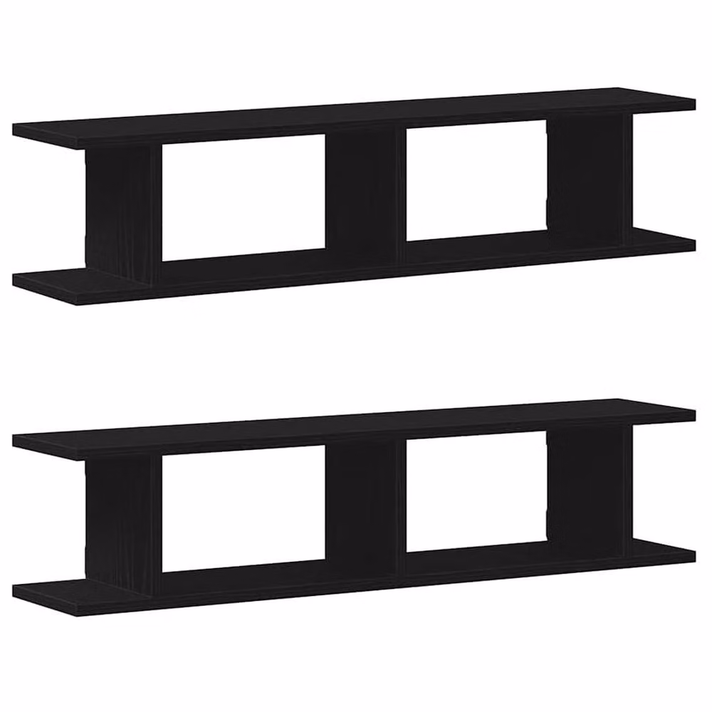 Berkfield Home Durable Wall Mounted Shelves, 2 Pack, Black Oak, W/D/H: 90 x 18 x 20 cm – 2