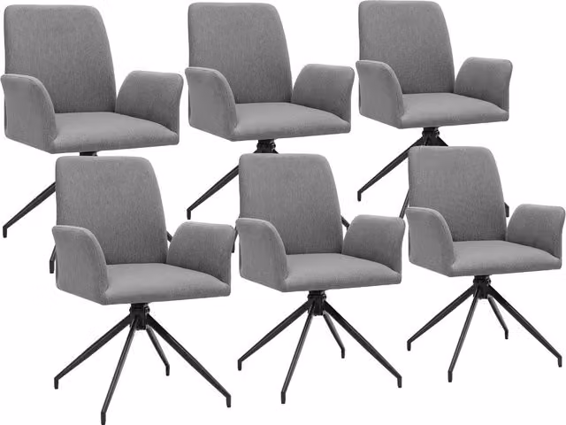 tectake Daya Set of 6 Swivel Chairs in Anthracite Dark Grey