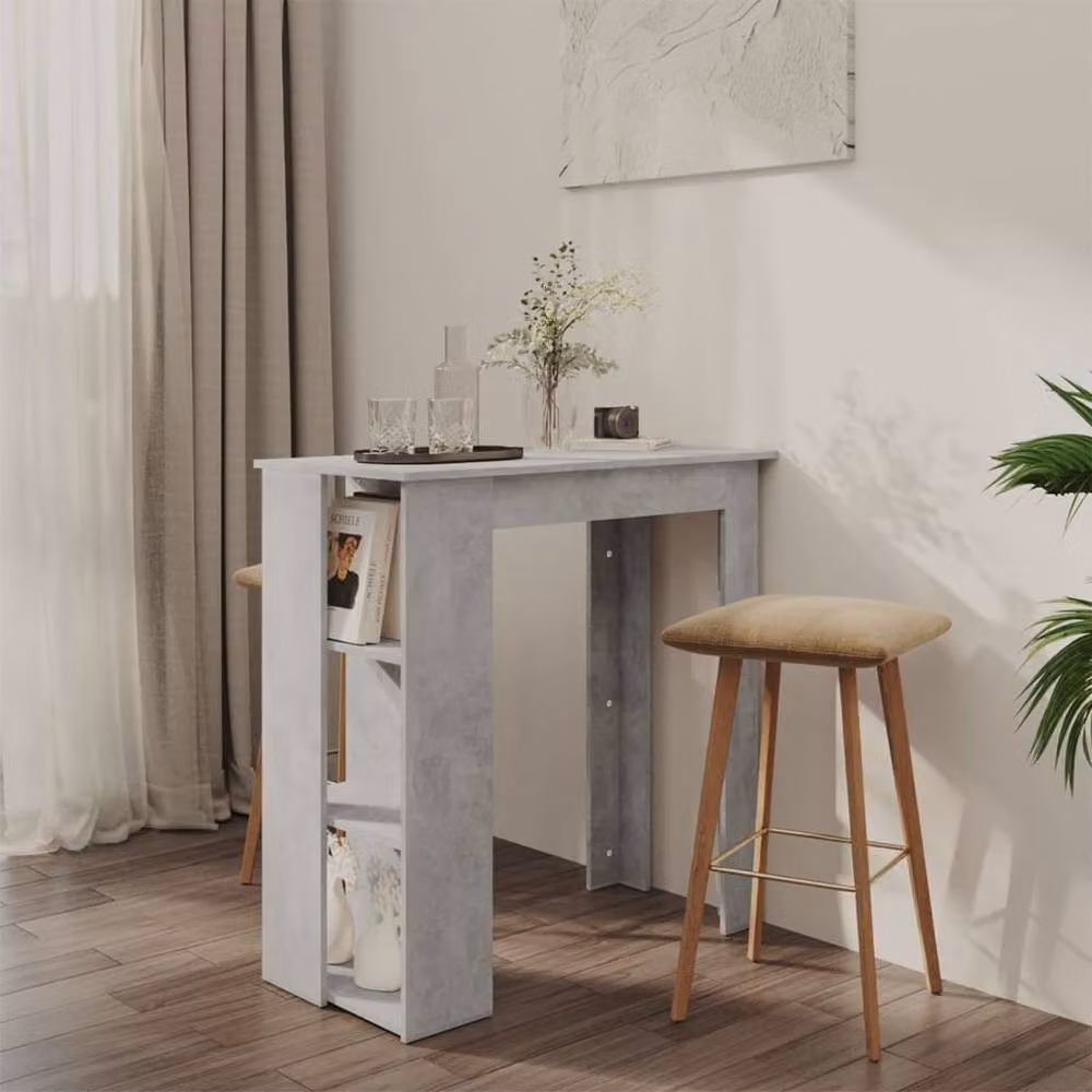 Berkfield Home Bar Table with Shelf in Concrete Grey, W/D/H: 102 x 50 x 103.5 cm – 2