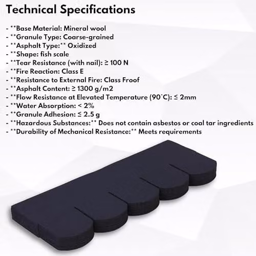 Novecrafto Heavy Duty Asphalt Roof Shingles in Black Fish Scale Design, 25 Pieces, W: 80 cm, H: 31.5 cm – 7