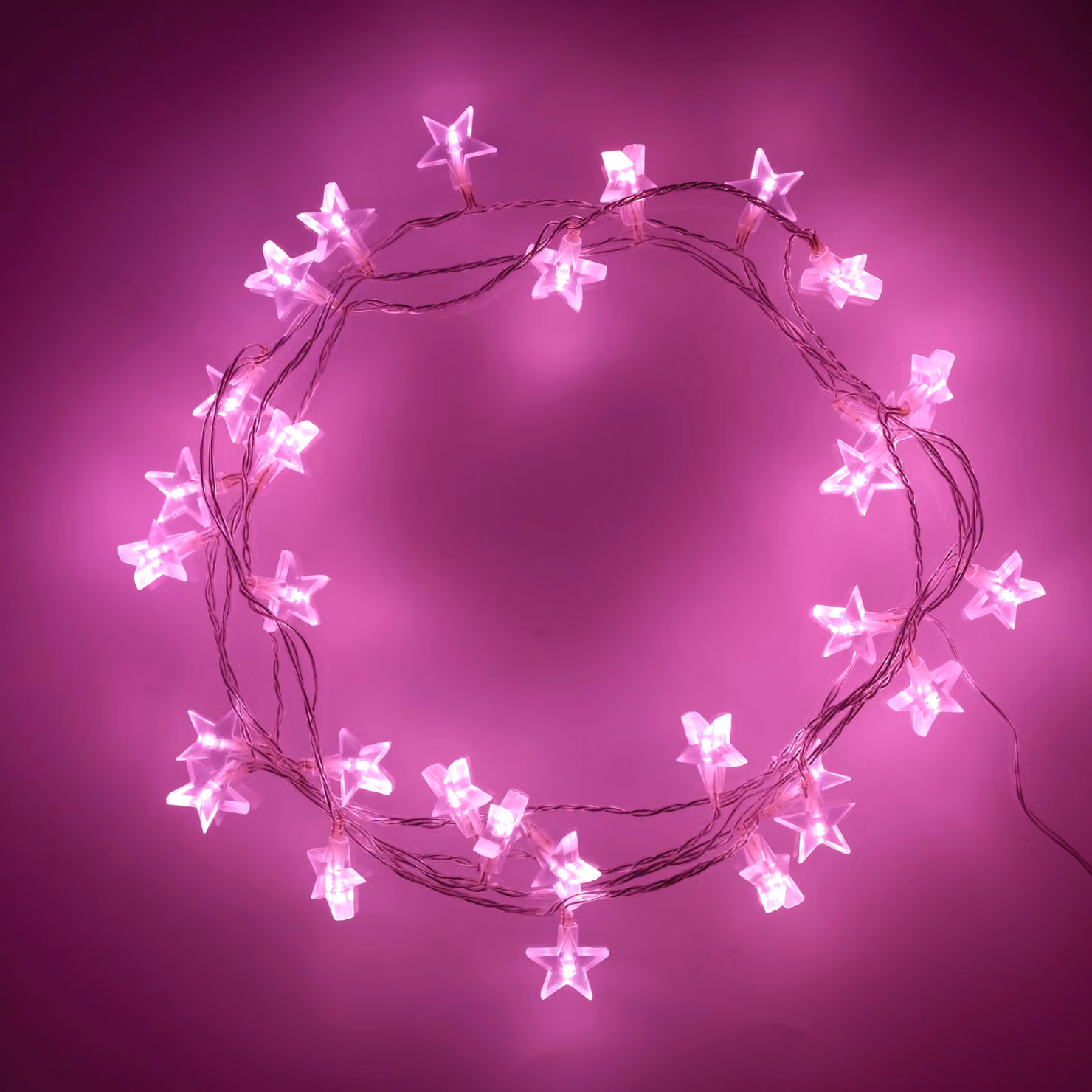 Lights4fun Indoor Star String Fairy Lights with 30 Pink LEDs on Transparent Cable – 1