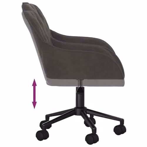 vidaXL Set of 2 Modern Swivel Dining Chairs in Dark Grey Velvet with Metal Frame, W/D/H: 55 x 59.5 x 77 cm – 5