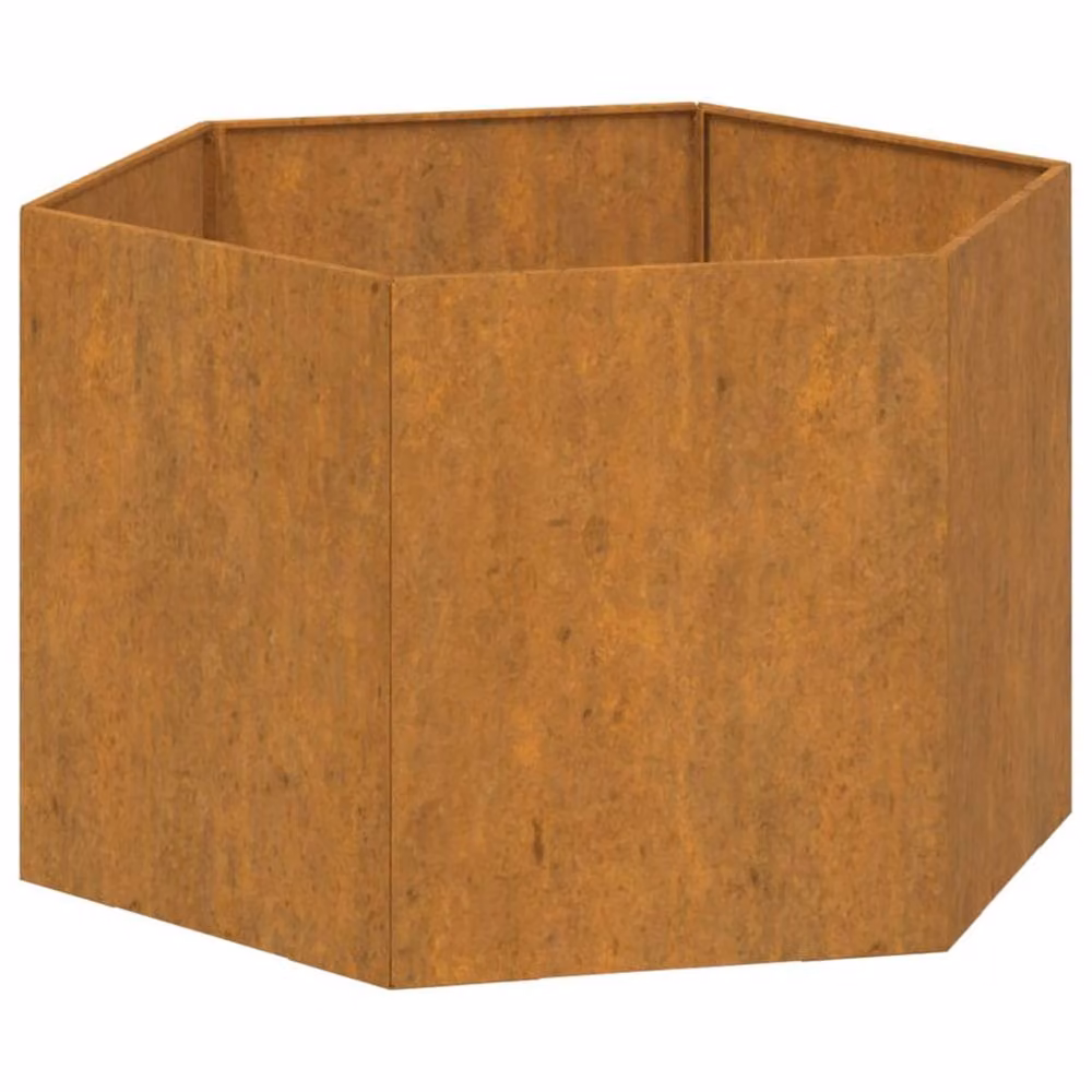 Berkfield Home Rusty Corten Steel Planter Tub in Brown, W/D/H: 60 x 60 x 45 cm – 2