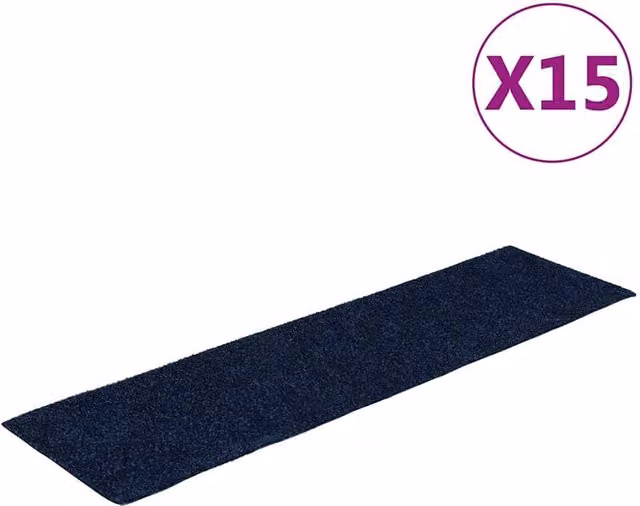 Berkfield Home Self-adhesive Rectangular Stair Mats, 15 Pieces, Blue, W: 76 cm x D: 20 cm – 1