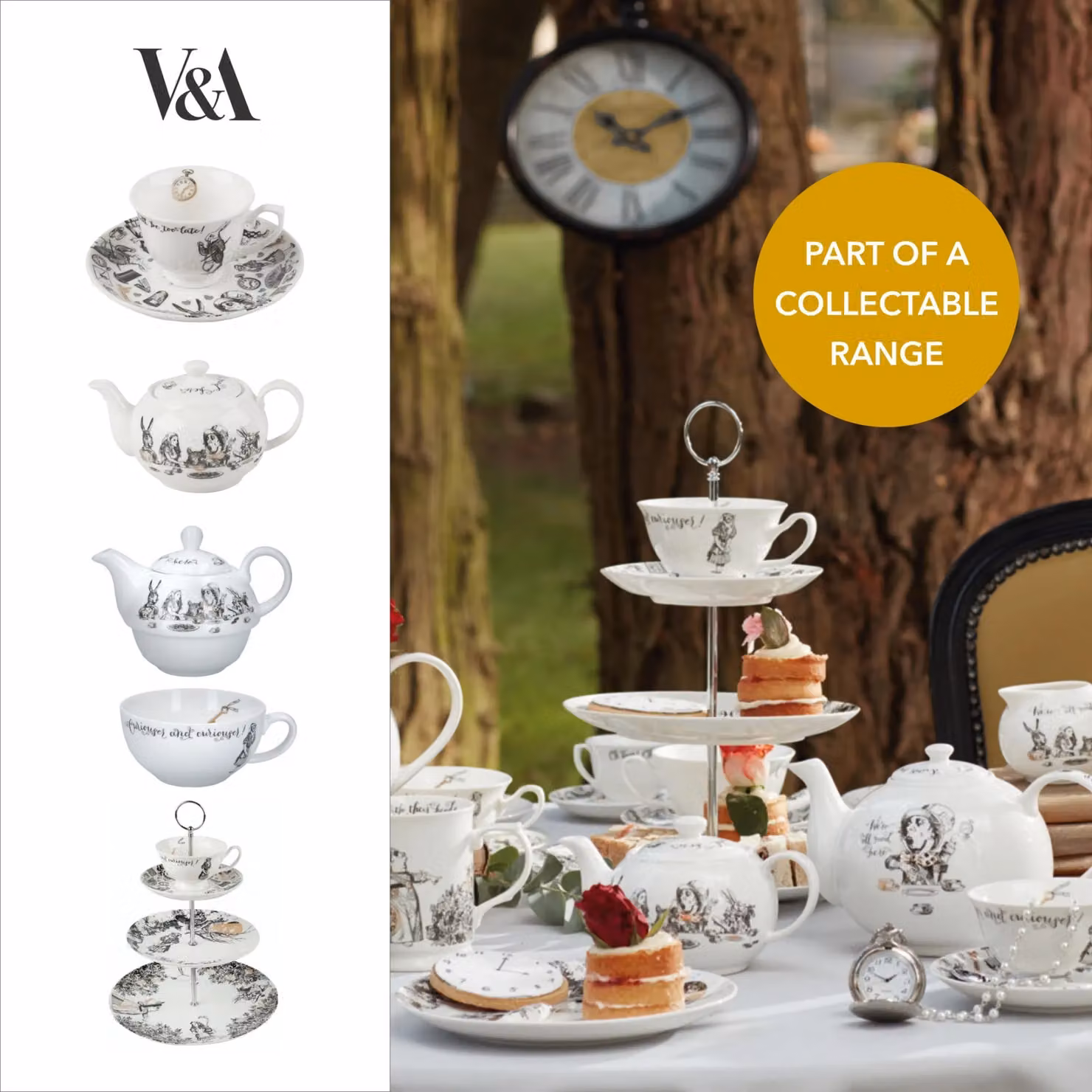 V&A Alice in Wonderland Mini Bone China Teapot in White, Gold and Multicolour, 0.45 l – 4