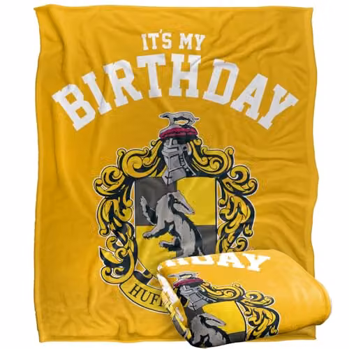 Warner Bros. Harry Potter Hufflepuff Birthday Super Soft Fleece Throw Blanket, Multicolour, W: 127 cm x D: 152.4 cm – 1