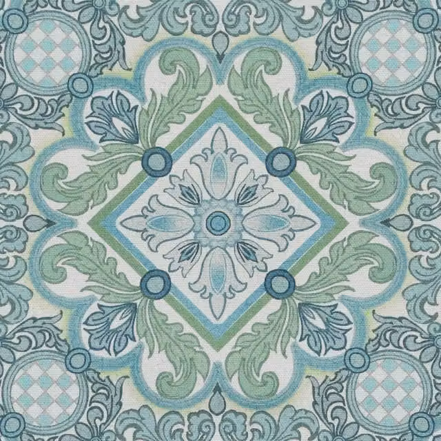 HOUSE Llewelyn-Bowen Festivo Printed Fabric Verdrelle in Blue, Green and Multicolour