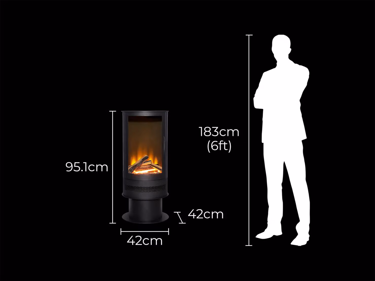 Acantha Fires & Fireplaces Orbit Cylinder Electric Stove with Remote, Black – 4
