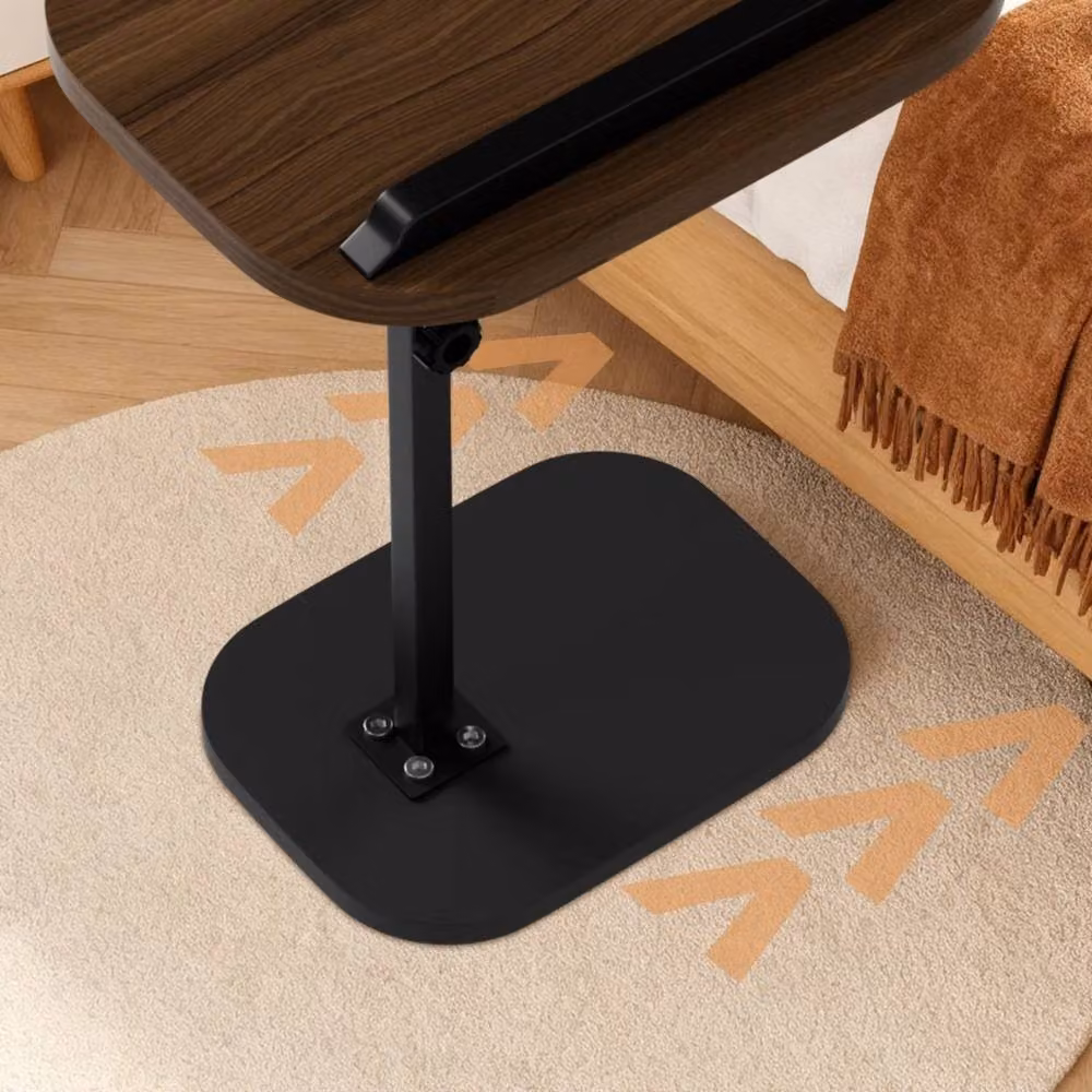 NESTLUNE Brown Adjustable C-Shaped Sofa Side End Table with Tilting Top – 4