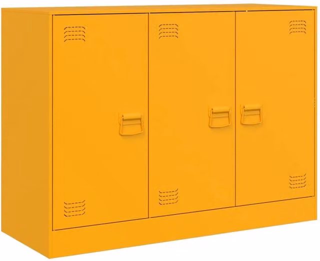 Berkfield Home Mustard Yellow Industrial Metal Sideboard W/D/H: 99 x 39 x 73 cm