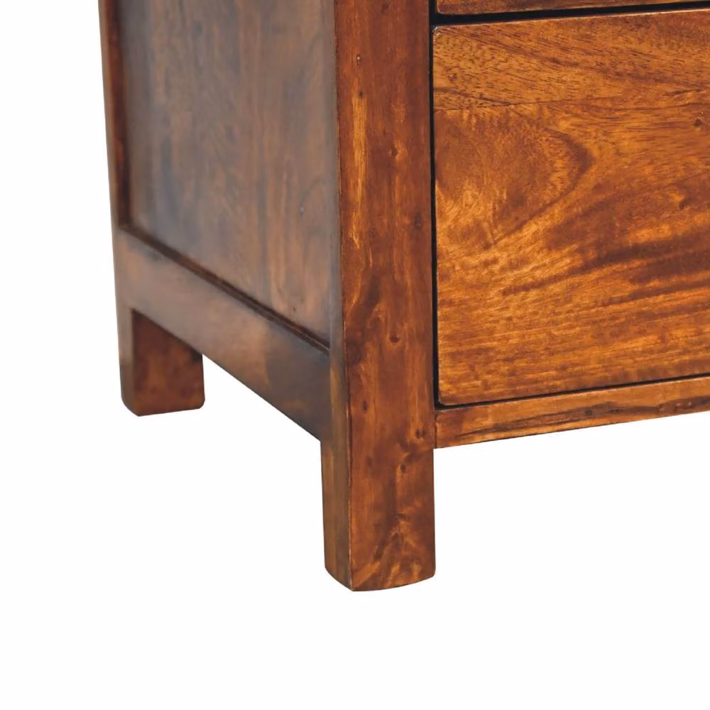 Wyld Haus Aspen 3 Drawer Bedside Table in Brown Solid Mango Wood, H: 60 cm, W: 35 cm, D: 45 cm – 6