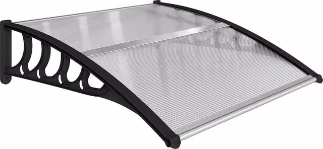 Outsunny Wall-Mounted Front Door Canopy and Outdoor Awning, Transparent, W: 103 cm, D: 96.5 cm