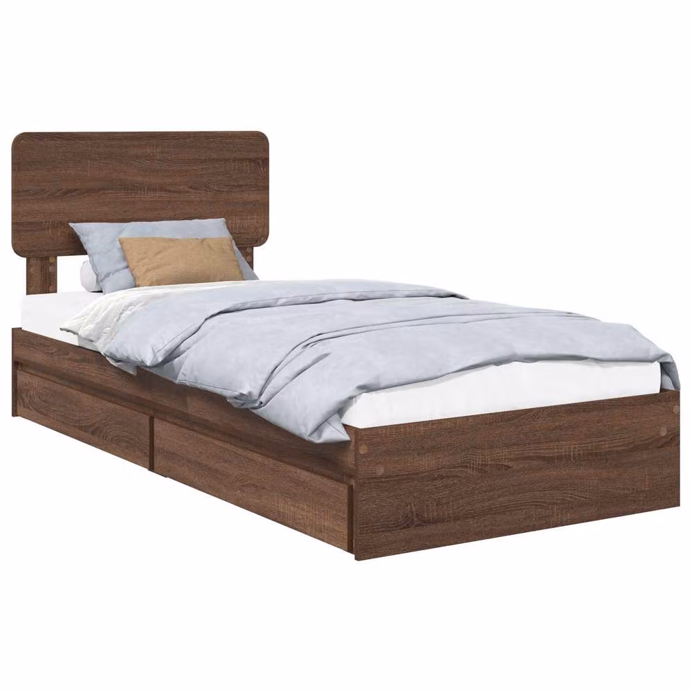 Berkfield Home Modern Storage Bed with Drawer in Brown Oak, W/D/H: 75 x 190 cm – 2
