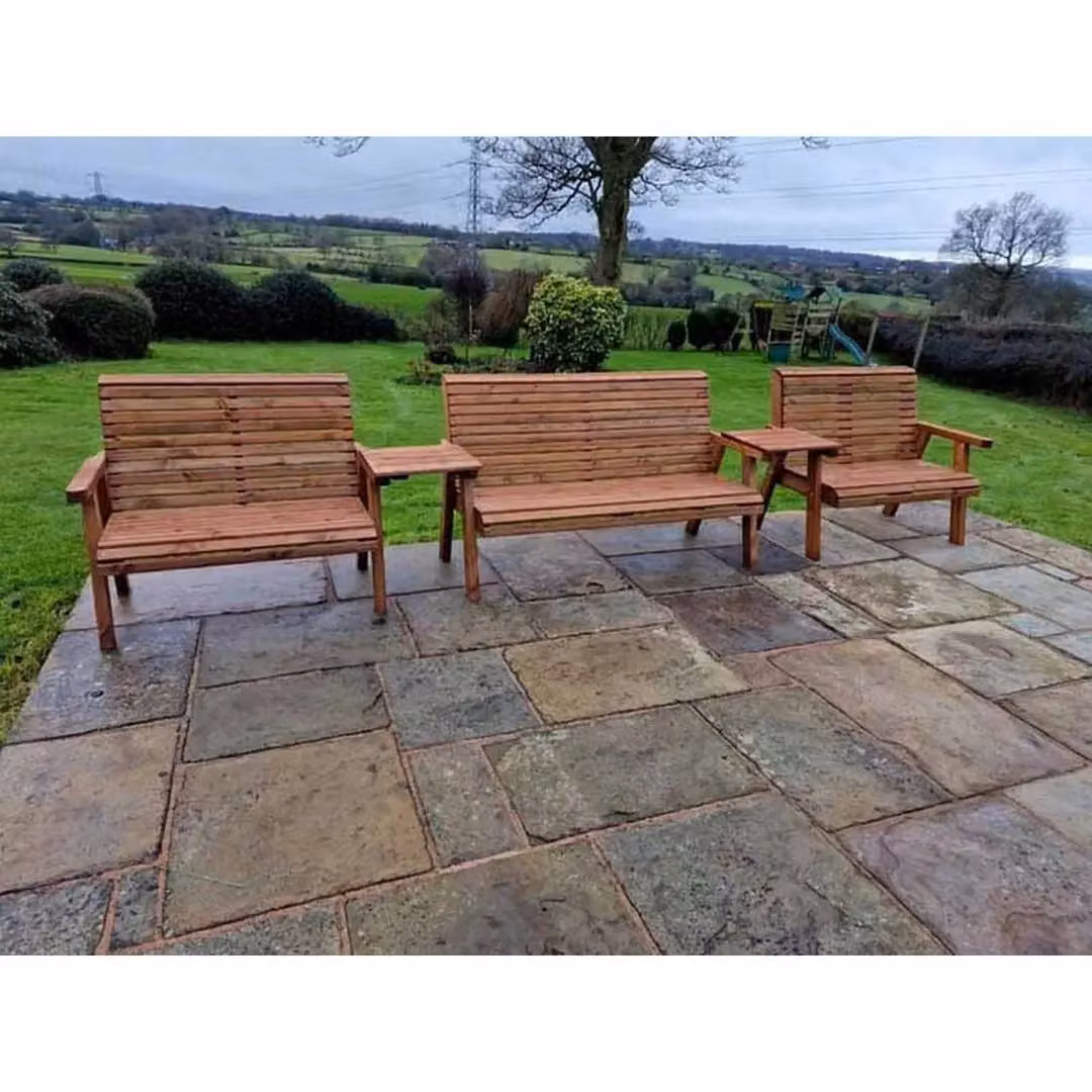 Churnet Valley Garden Furniture Ltd Valley Straight Tray Set in Brown with Cushions – 3