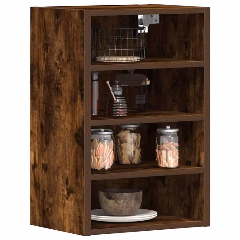 Berkfield Home Wall Mounted Hanging Kitchen Cabinet in Smoked Oak Brown, W/D/H: 40 x 29.5 x 60 cm