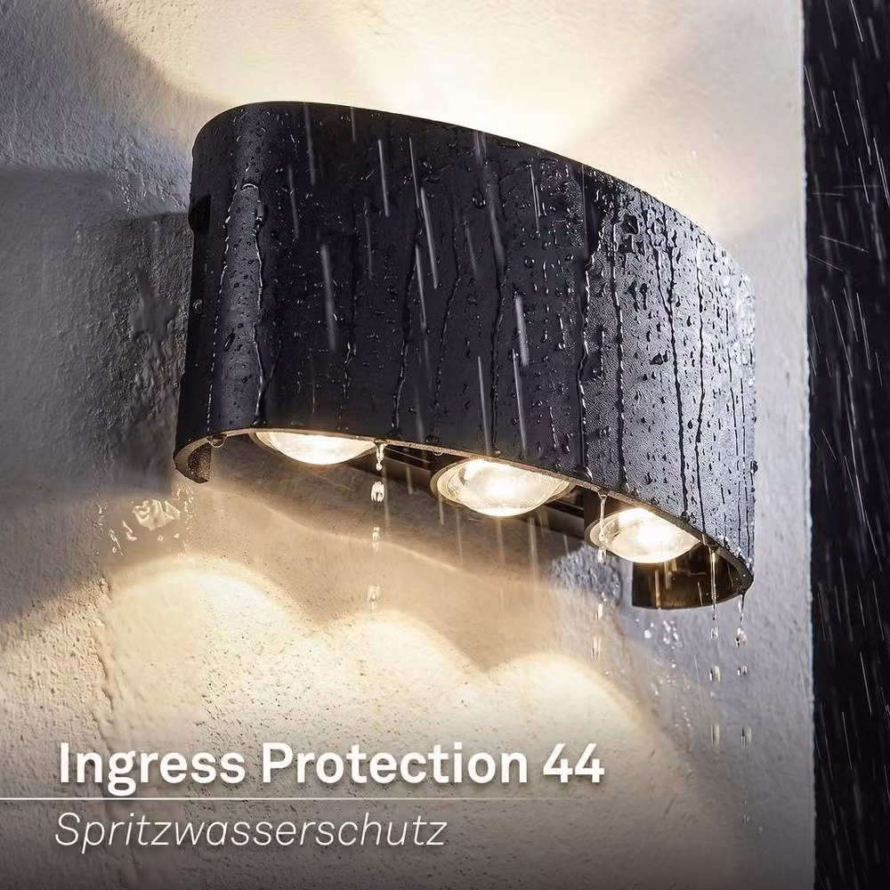 Briloner Black Modern LED Up and Down Wall Light, IP44 Rated for Terrace Use, 6.5W – 4