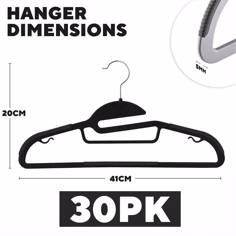NESTLUNE 30-Piece Non-Slip Plastic Space-Saving Clothes Hangers in Black – 2