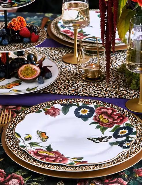 Spode Creatures of Curiosity Bone China Dinner Plate Set of 4, Multicolour Floral Design